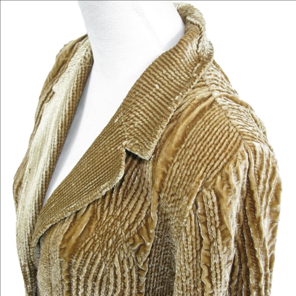 Harve Benard Tannish Gold Soft Ribbed Button Front Blazer Size 10 - Picture 2 of 6